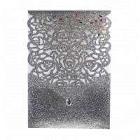 Pocket Invitation Card Elegant Invitation Glitter Invitation Laser Cut Paper